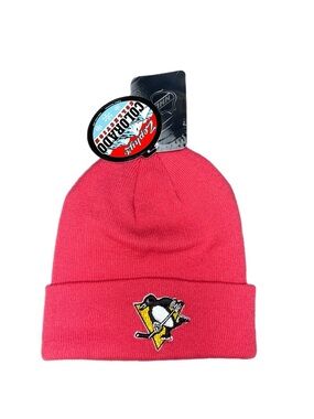 NWT - UNISEX NHL x Zephyr Embroidered Pittsburgh Penguins Pink Cuff Beanie